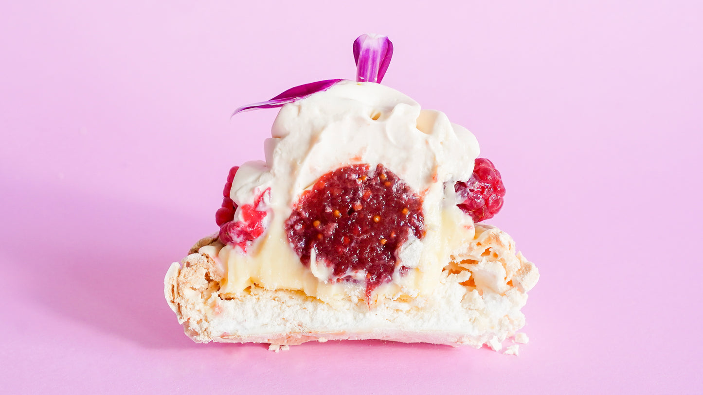 June Workshop 2025 - Quebec Raspberry Pavlova and Caramel (gluten-free dessert)