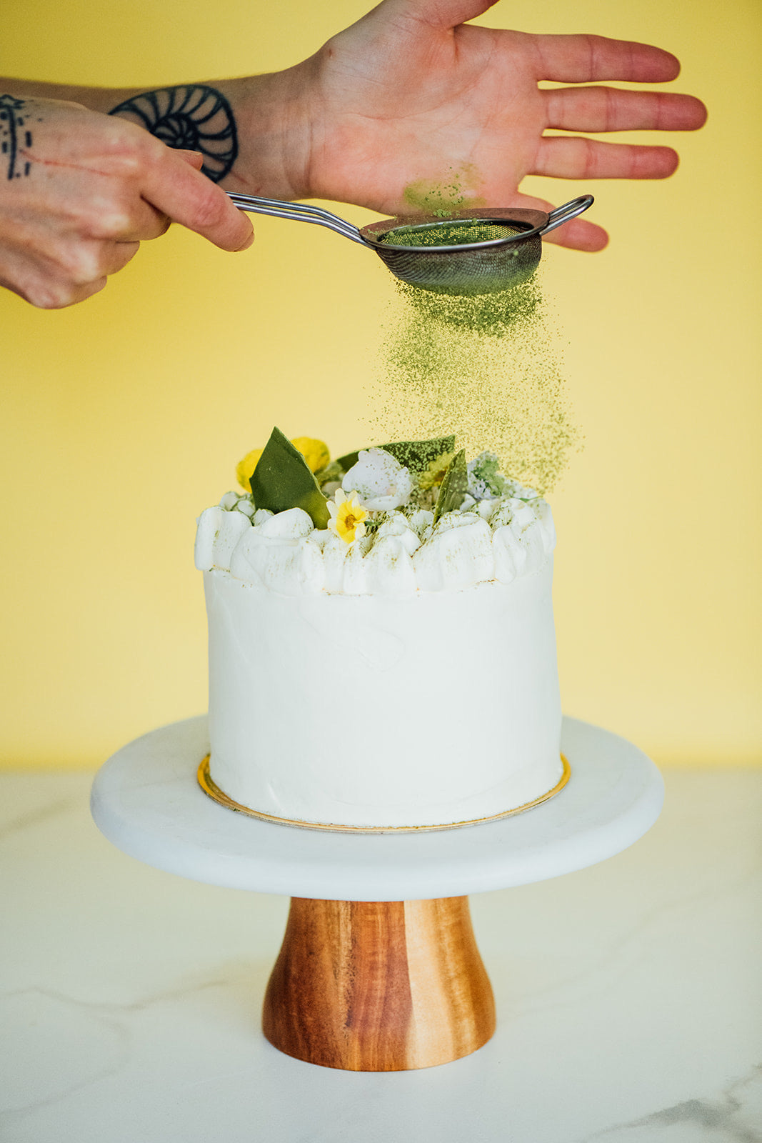 Gâteau monté matcha et fruit de la passion