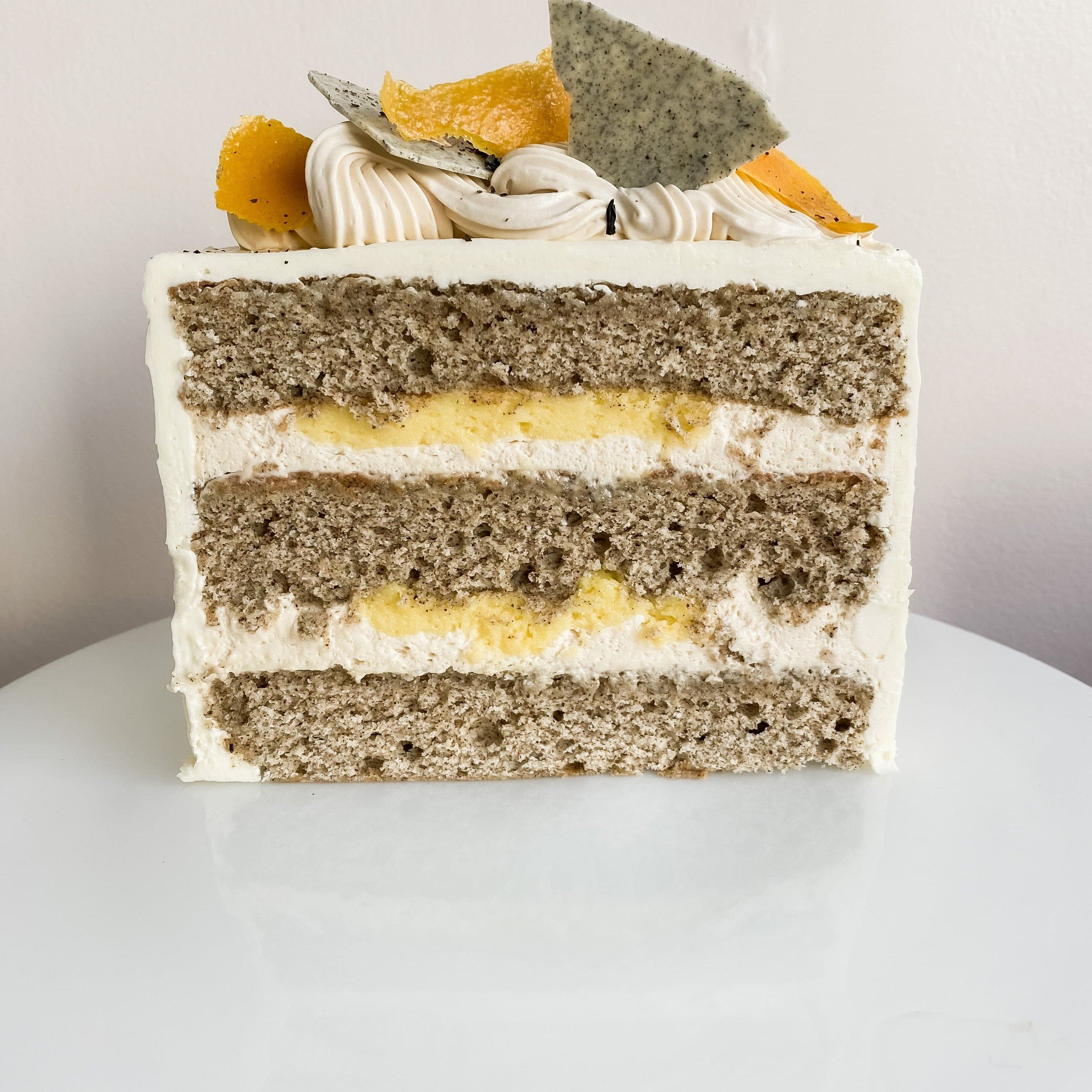 Earl grey and orange mounted cake